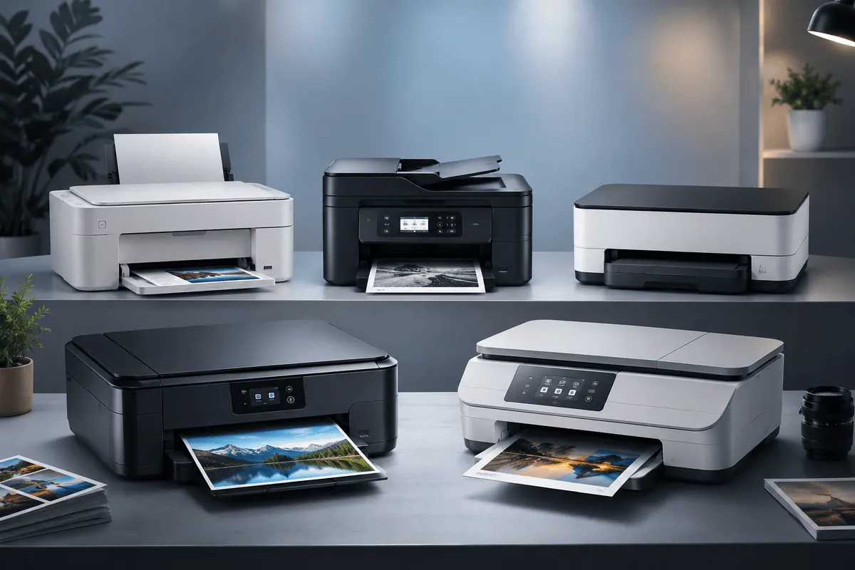Comparatif 5 meilleures imprimantes 2026 Epson EcoTank HP DeskJet Canon PIXMA Brother MFC OfficeJet Pro sur bureau