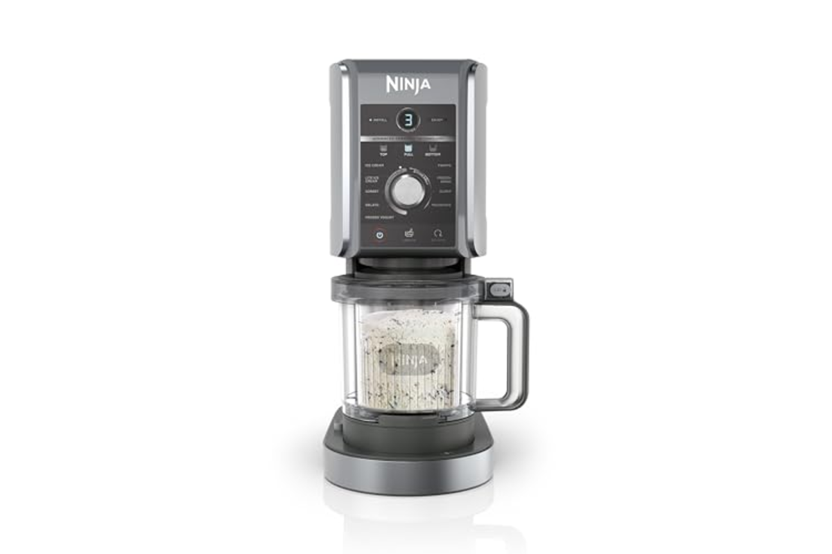 Ninja Creami Deluxe NC501EU sorbetiere argent 10 fonctions 3 pots 709ml double saveur famille