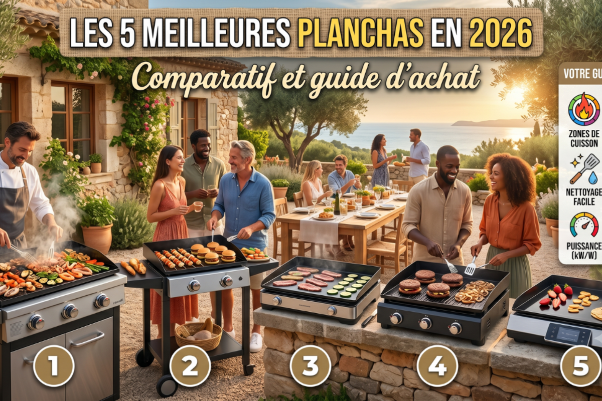 Comparatif 5 meilleures planchas 2026 Krampouz Tefal Campingaz Lagrange Forge Adour gaz electrique fonte inox