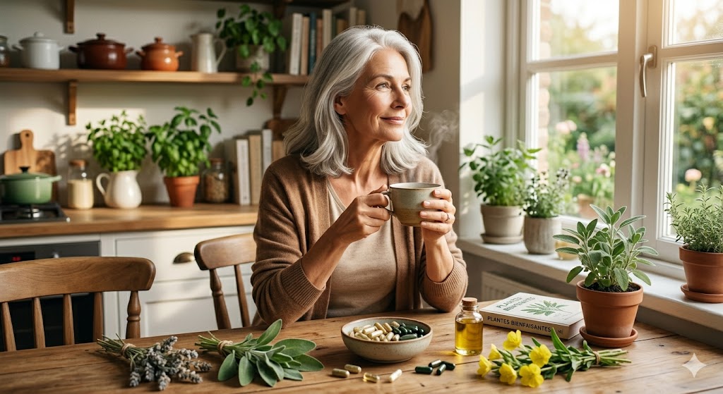 Compléments alimentaires naturels pour la ménopause : sauge, onagre, gélules