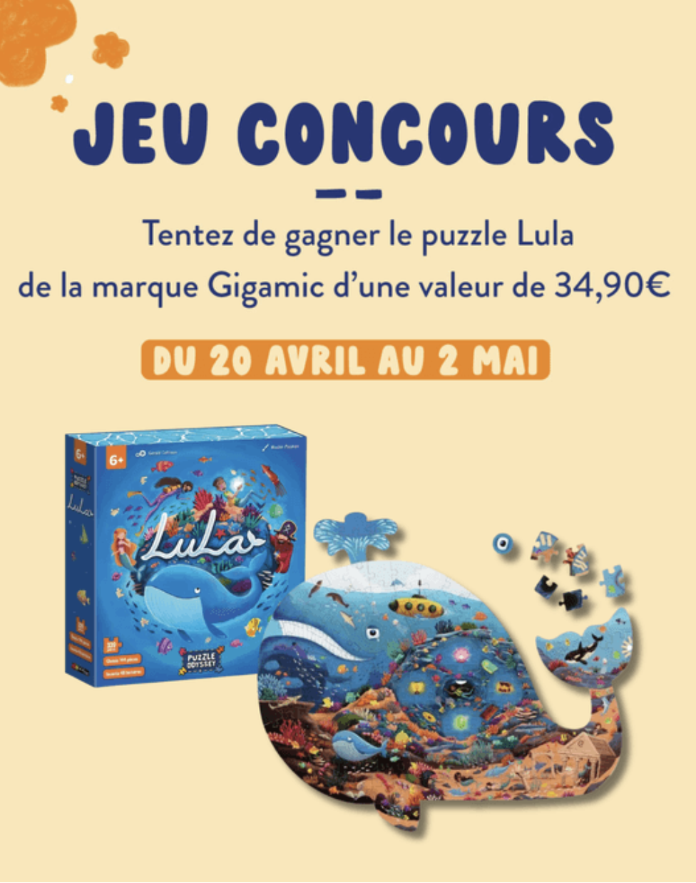 Jeu concours Bonhomme de Bois puzzle Lula Gigamic du 20 avril au 2 mai 2026