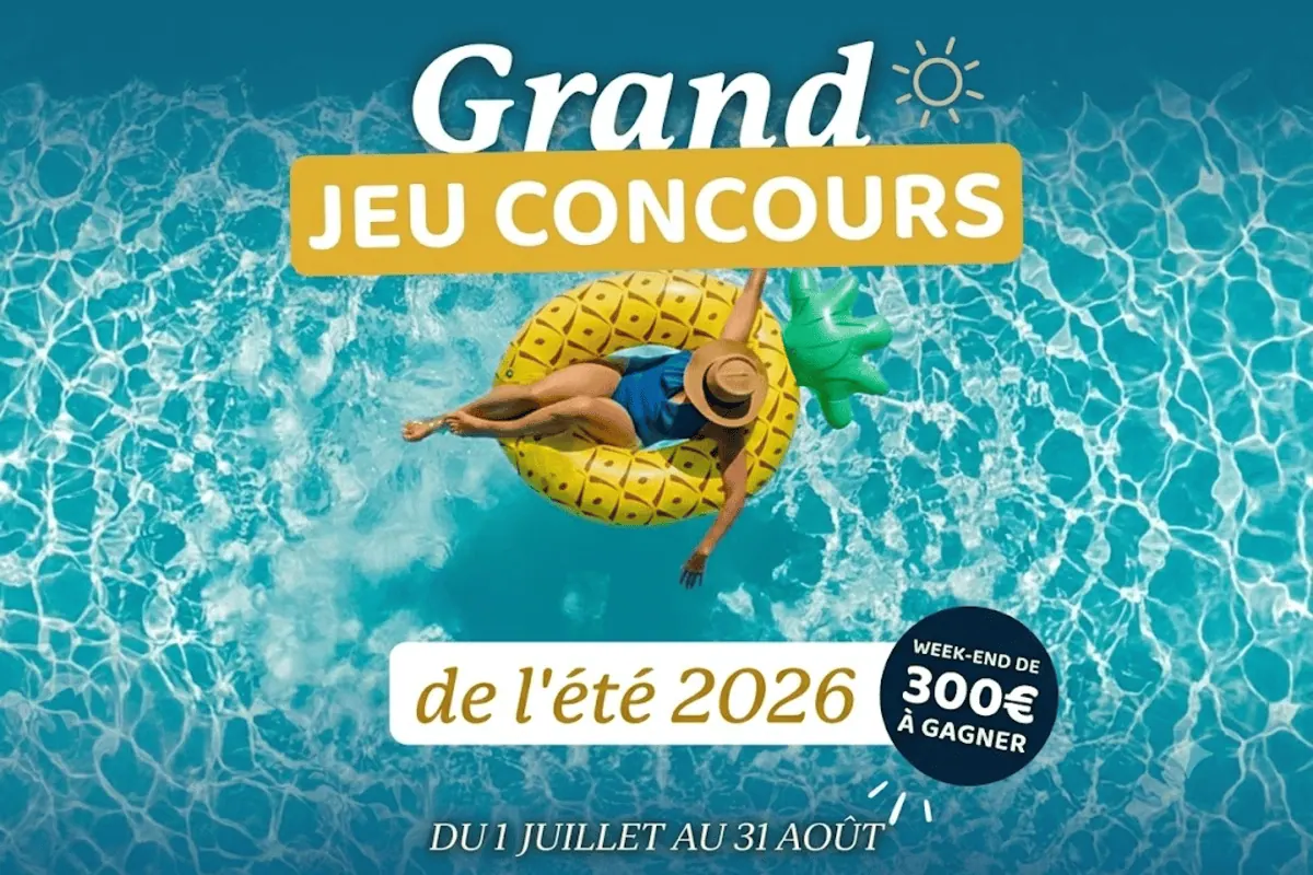 Grand jeu concours de l'été 2026 Contact Hôtels avec bouée ananas piscine et week-end 300 euros à gagner