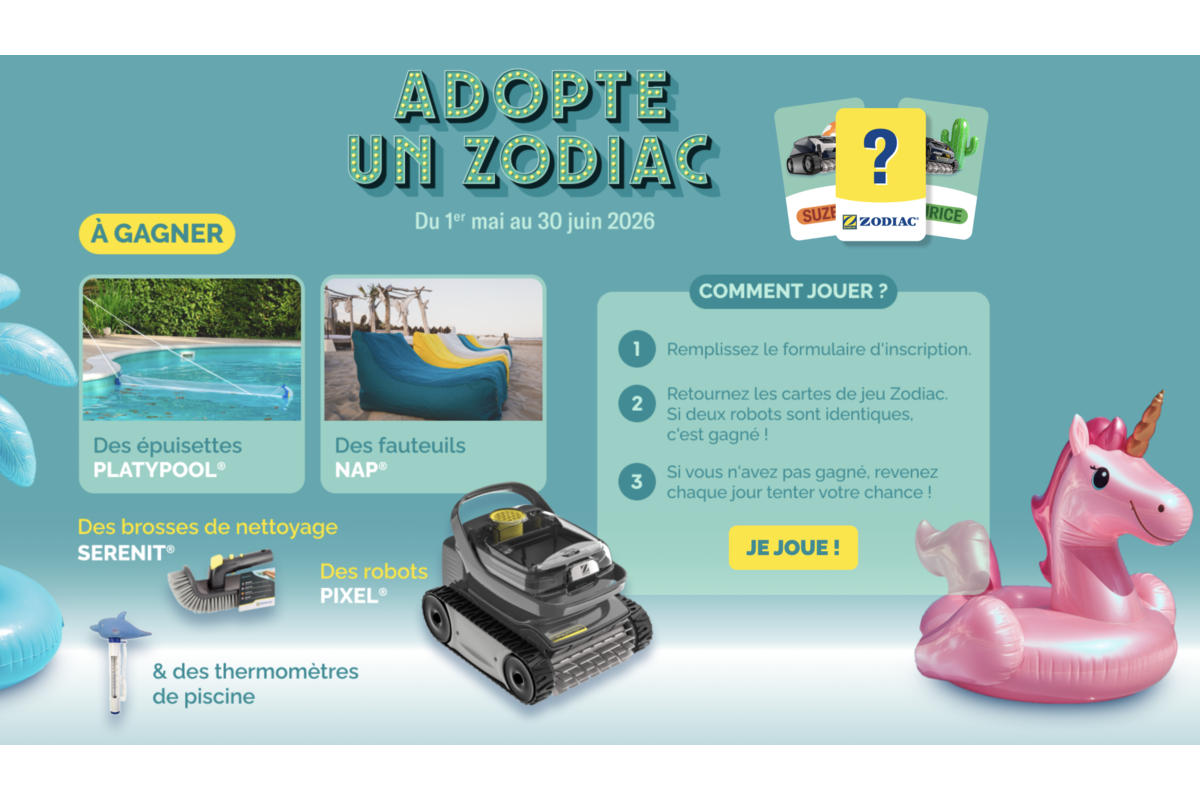 Concours Fluidra Adopte un Zodiac 8174 lots robots piscine instant gagnant mai juin 2026
