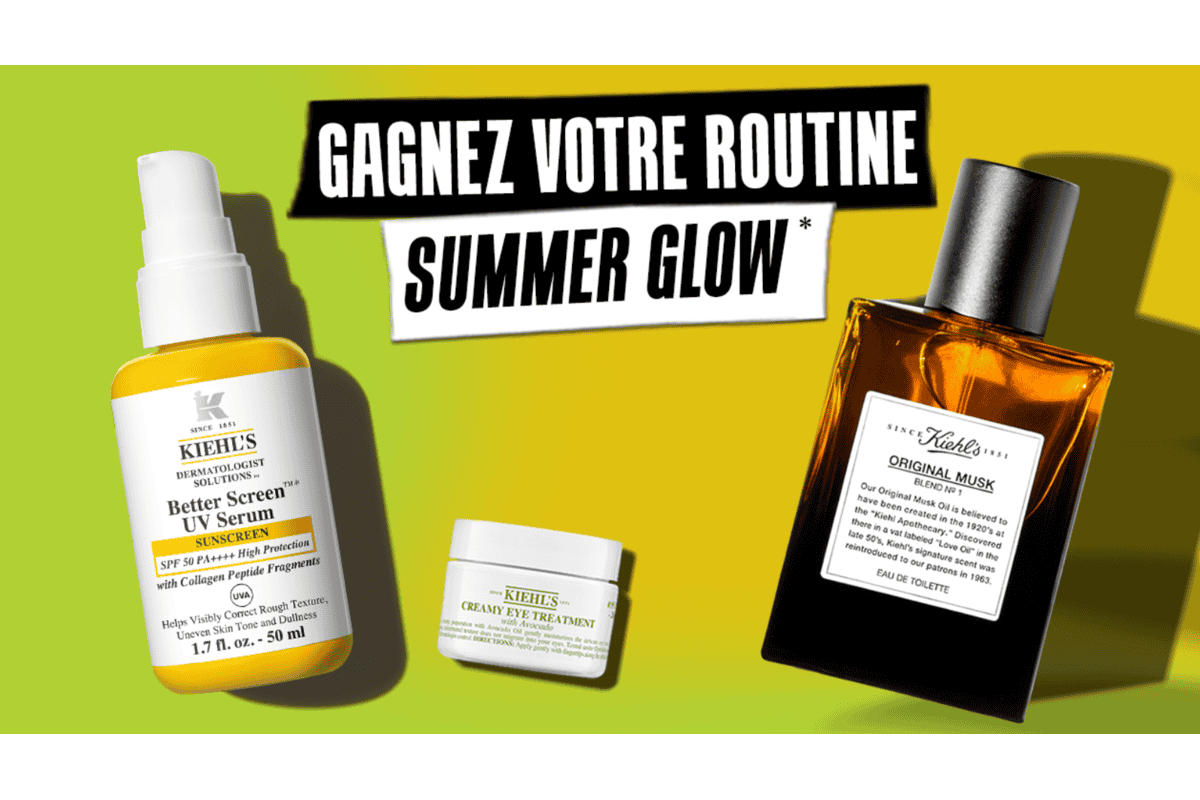 Concours Kiehl's Summer Glow Sérum UV Better Screen Creamy Eye Treatment Avocat Original Musk eau toilette routine été