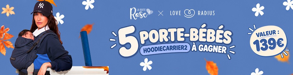 Concours La Boîte Rose et Love Radius avec cinq porte-bébés HoodieCarrier2 à gagner