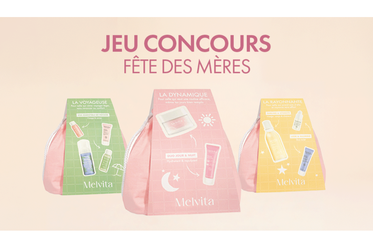 Concours Melvita Fete des Meres 2026 3 coffrets pochons bio Source de Roses tirage au sort
