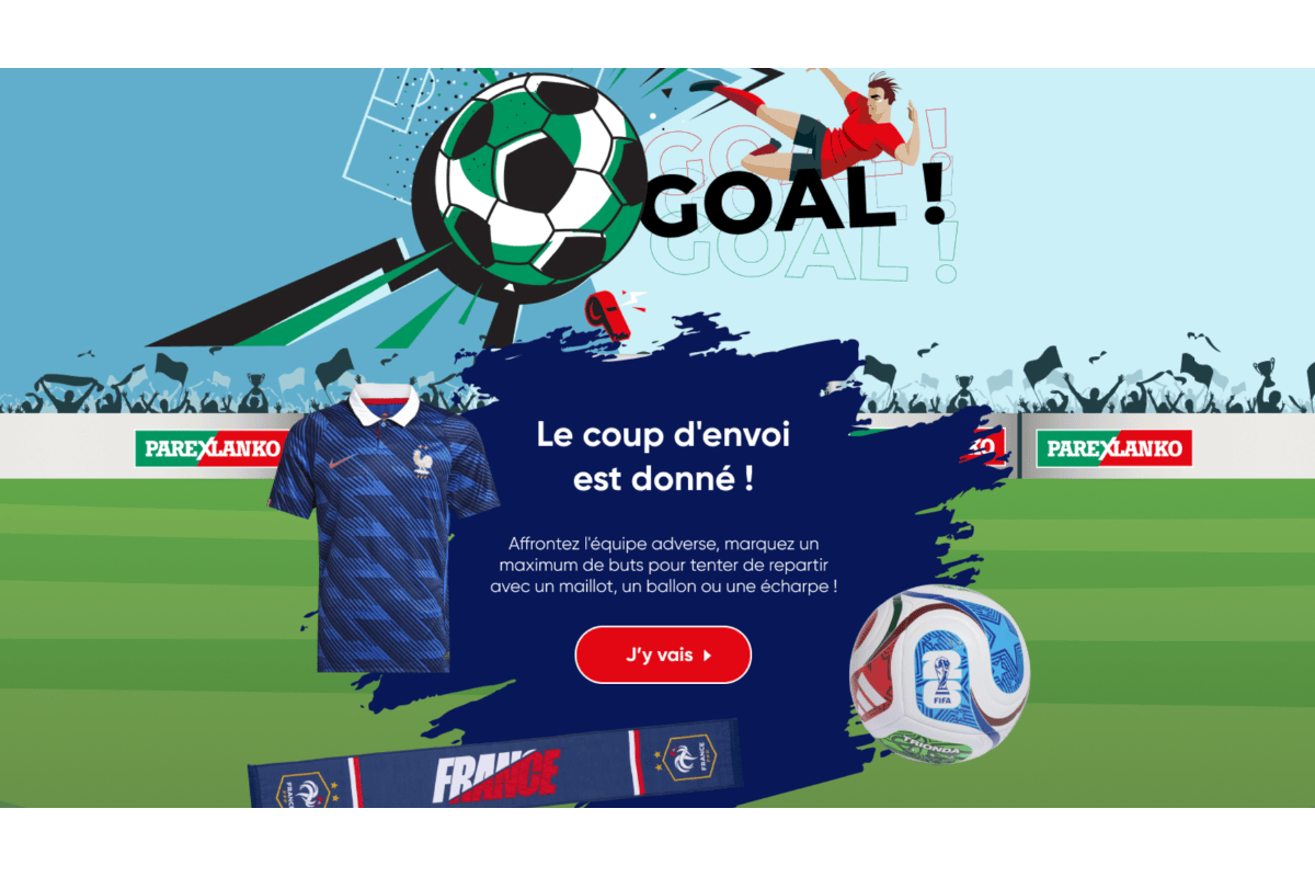 Concours Parexlanko Goal jeu tir au but maillot équipe de France coupe du monde 2026 ballon World Cup écharpe FFF