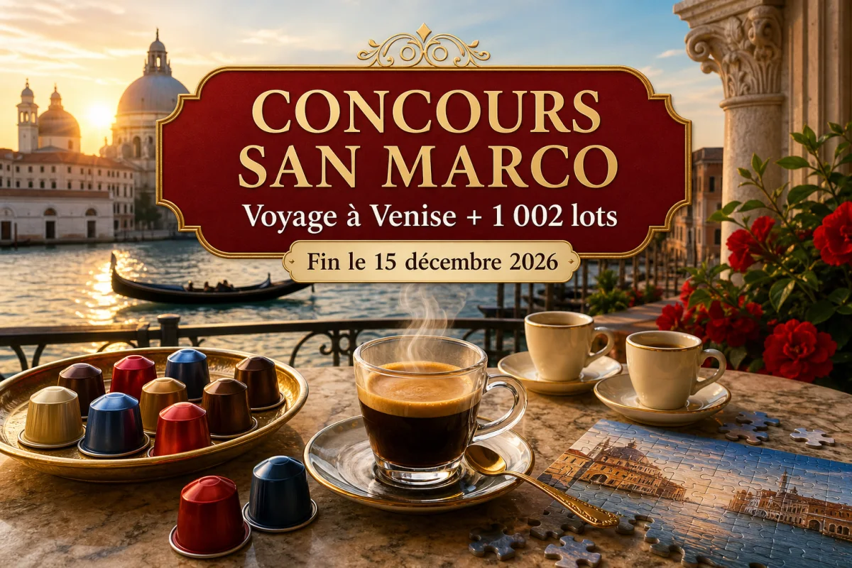 Jeu concours Capsules San Marco avec voyage à Venise et 1 002 lots, fin le 15 décembre 2026
