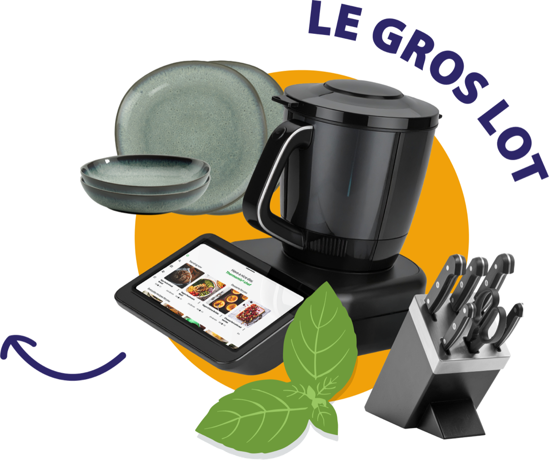 Grand lot Sopalin avec Thermomix TM7, vaisselle Villeroy et Boch et couteaux de cuisine