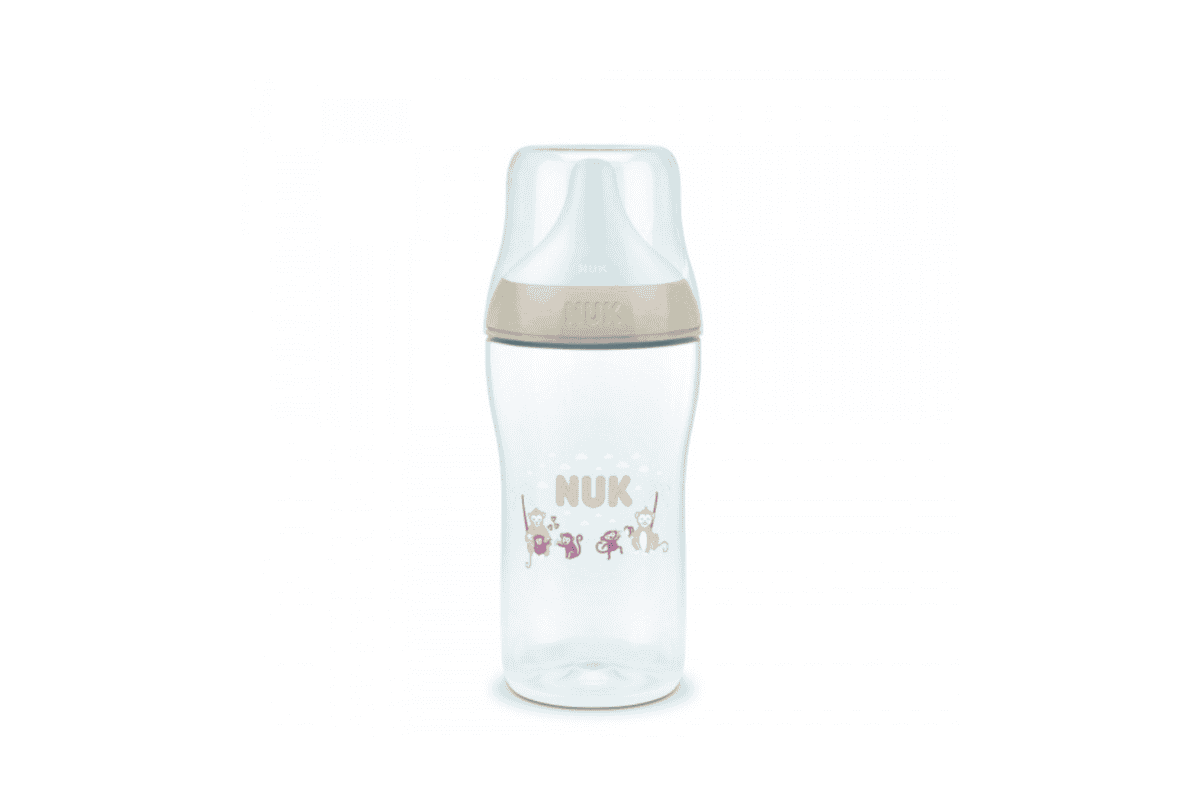 Test gratuit Consobaby biberon NUK Perfect Match 260ml 3m+ motif singes tétine silicone souple 30 testeurs valeur 11 euros