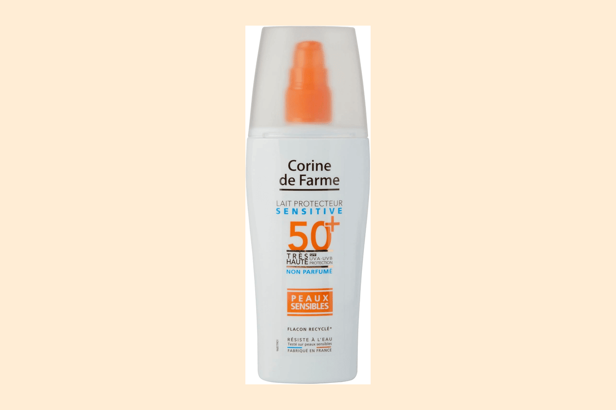Corine de Farme Lait Protecteur SPF50+ Sensitive Monoï de Tahiti hypoallergénique famille