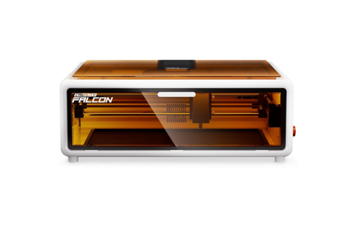 Creality Falcon A1 packshot frontal machine graveur découpeur laser capot orange protection FDA Classe 1