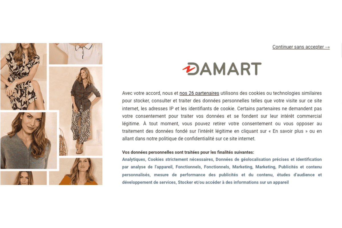 Damart soldes jusqu'à -70% code promo 40815 vêtements femme homme Thermolactyl lingerie 2+1 T-shirts offert juin 2026