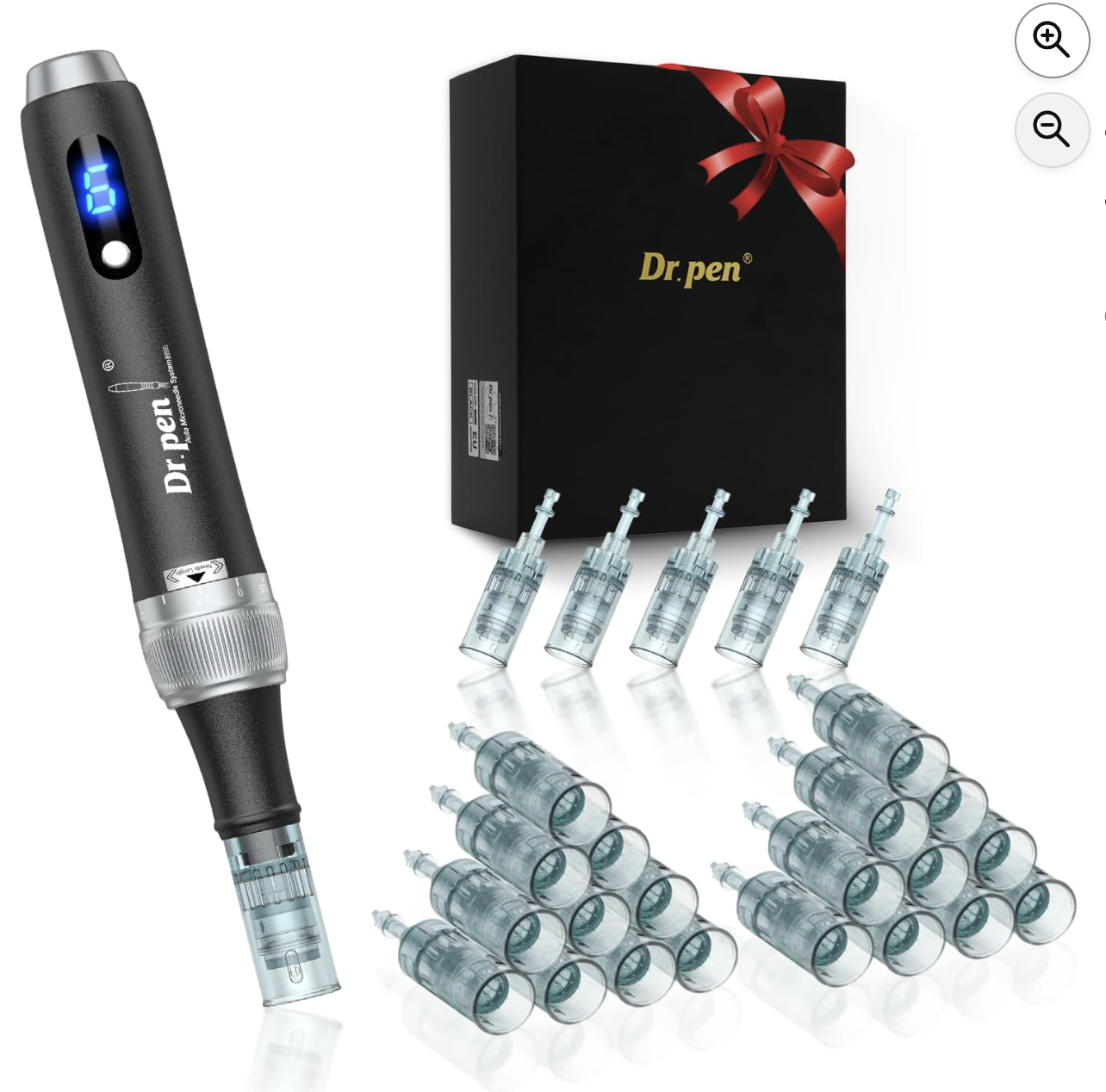 Dr. Pen M7S stylo microneedling noir avec 25 cartouches et étui