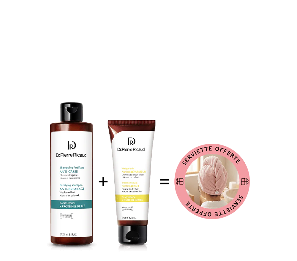 Duo capillaire anti-casse et nutrition Dr Pierre Ricaud avec serviette cheveux offerte
