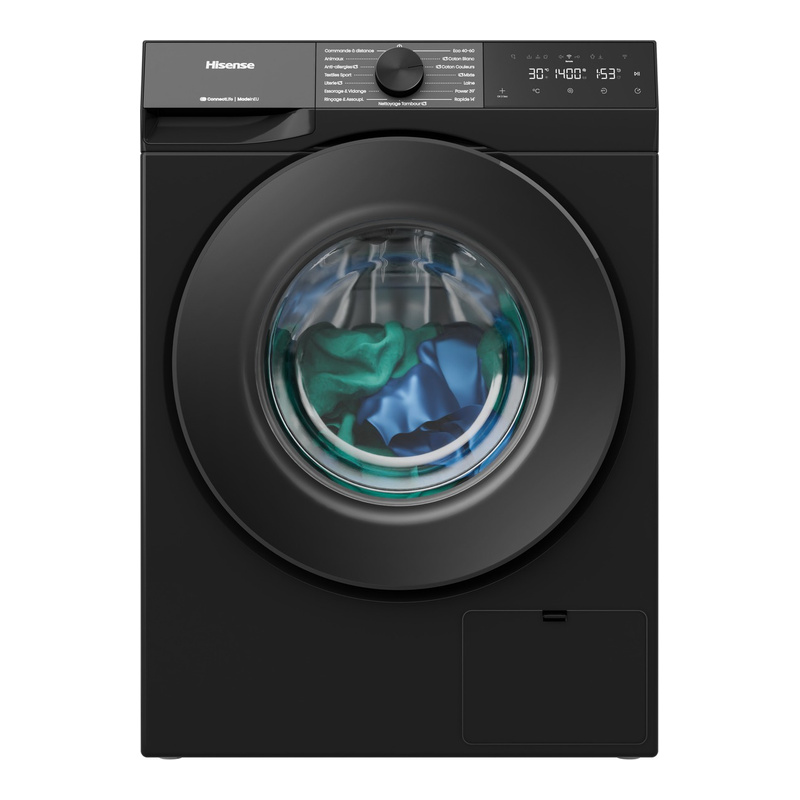 Lave-linge noir Hisense WF3E9043BBF 9 kg classe A