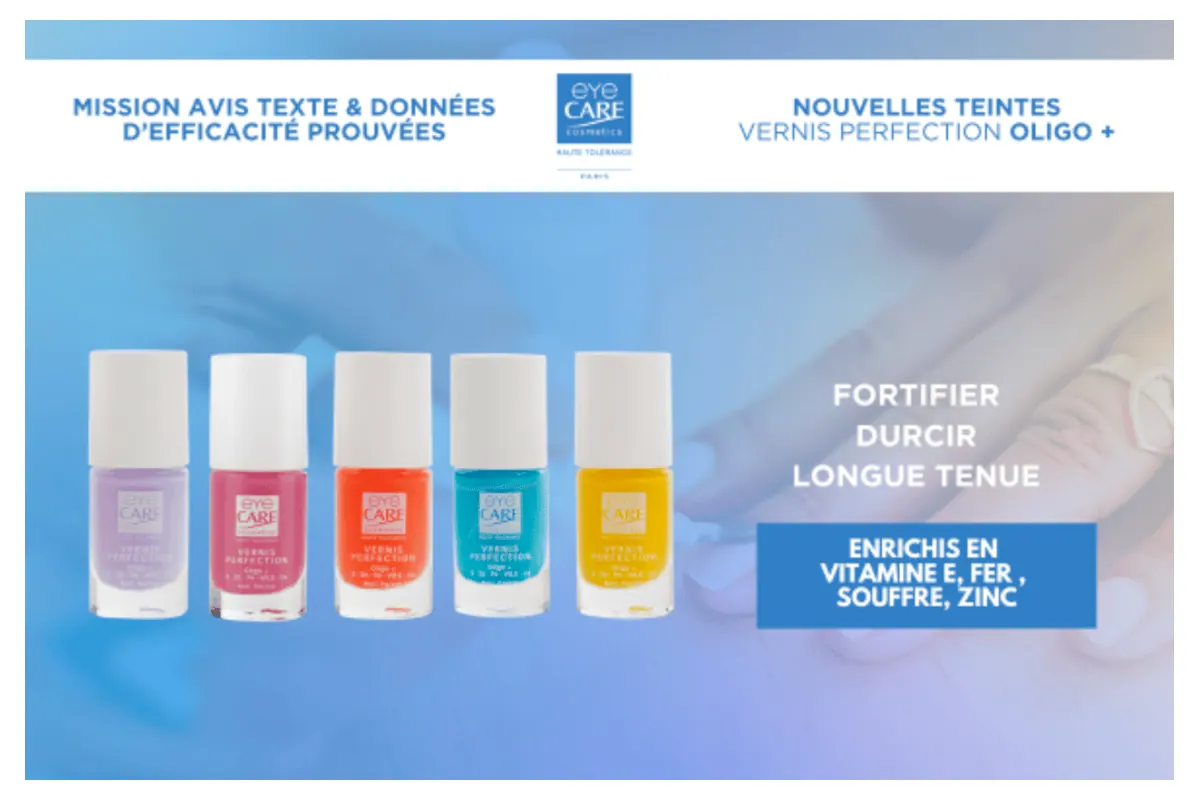 Les vernis Perfection Oligo d'Eyecare, l'une des missions proposées aux ambassadrices