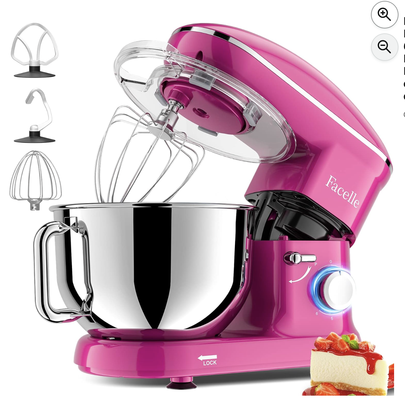 Facelle Robot Patissier 2000W 6,2L pourpre avec accessoires