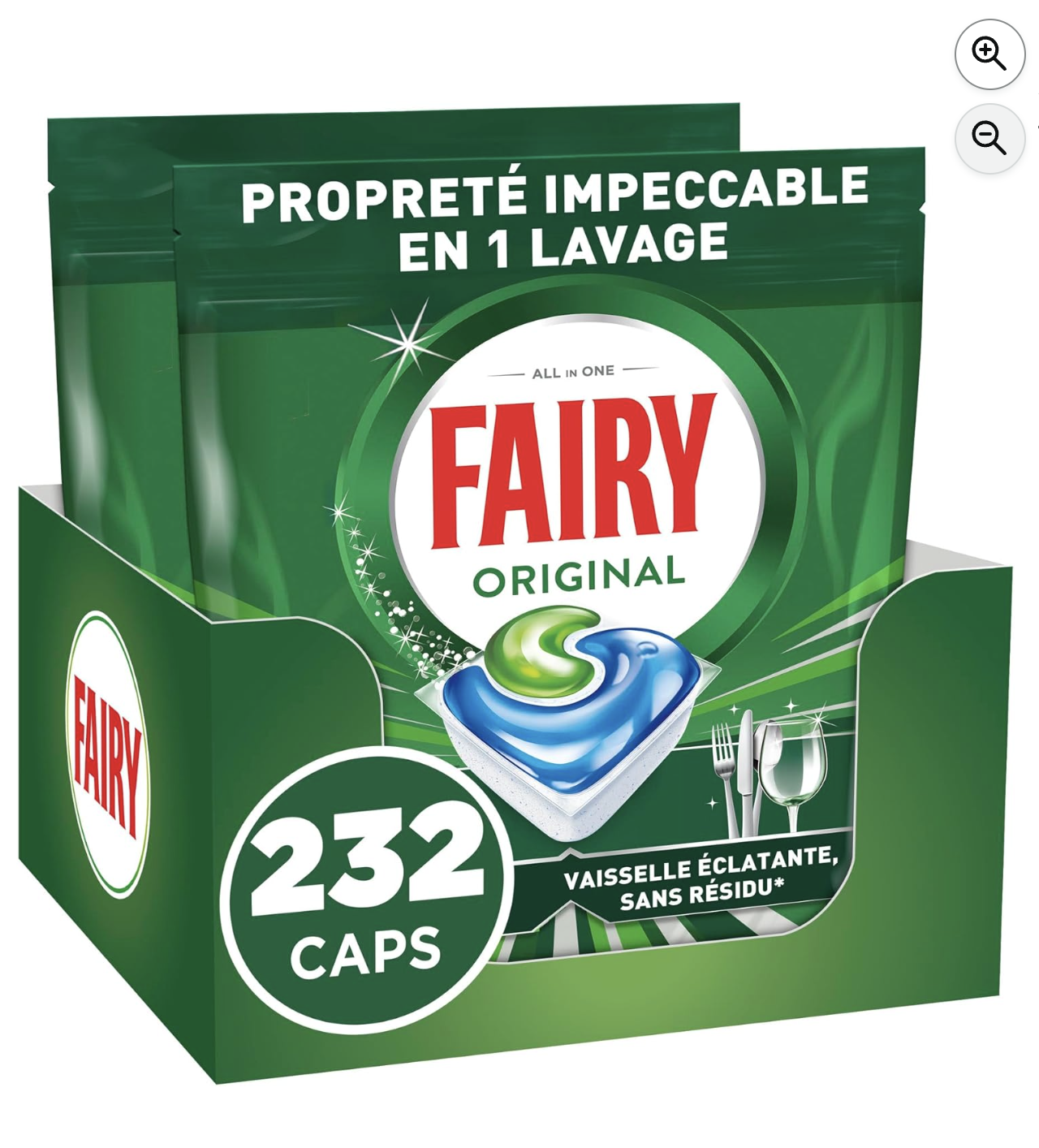 Fairy Original 232 tablettes lave-vaisselle tout-en-1 proprete impeccable