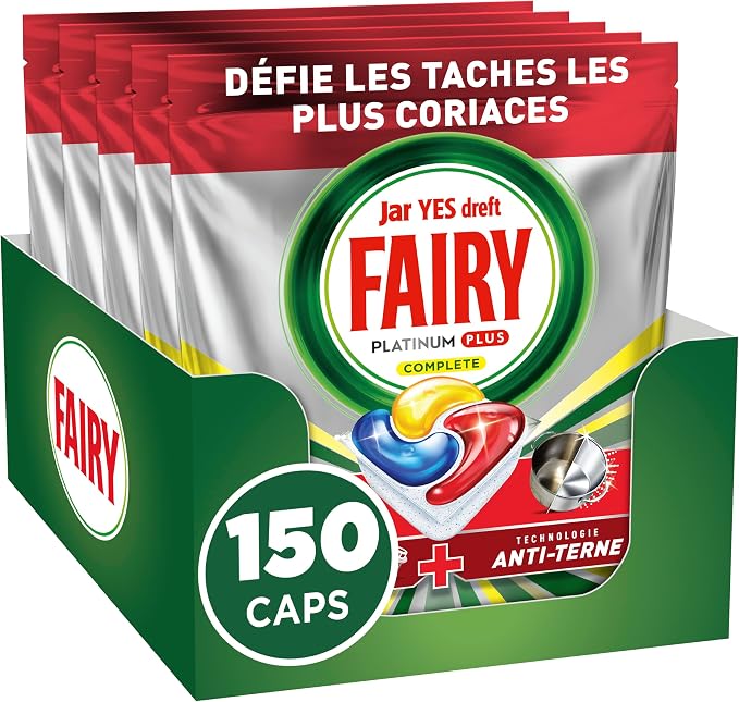Lot de 150 tablettes lave-vaisselle Fairy Platinum Plus citron