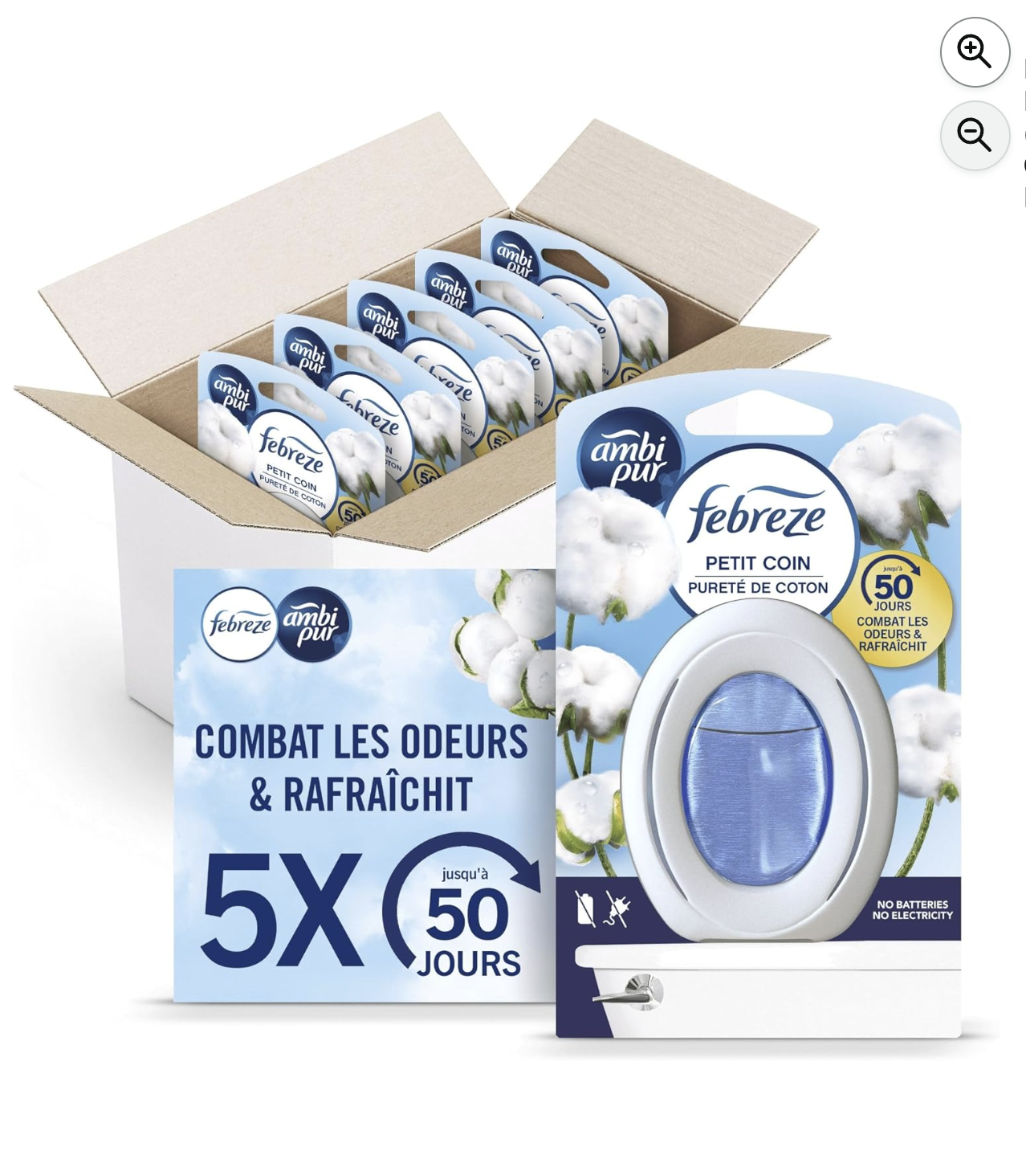 Febreze Petit Coin desodorisant WC Purete de Coton lot de 5
