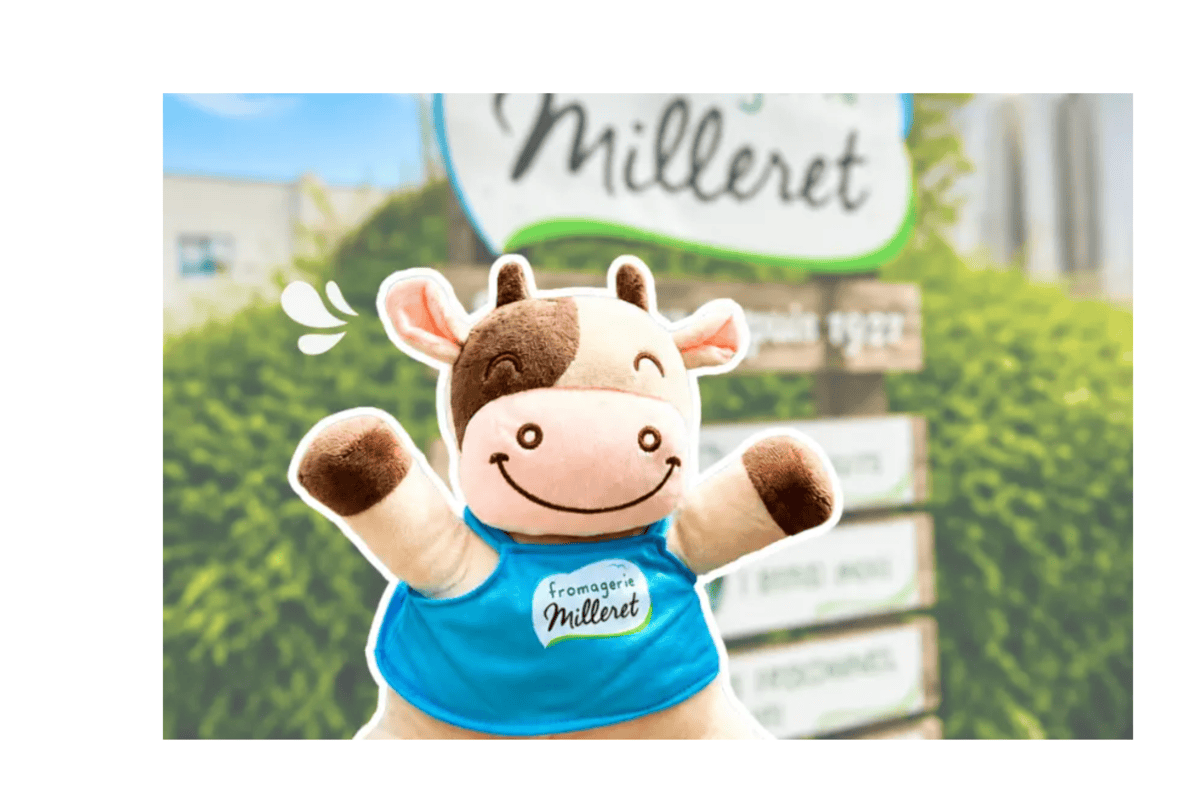 Fromagerie Milleret jeu concours peluche exclusive vache bleue bavoir logo Milleret à gagner été 2026