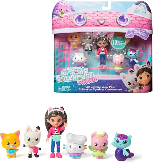Coffret Gabby et la Maison Magique Le Film avec six figurines et leurs accessoires devant leur boîte