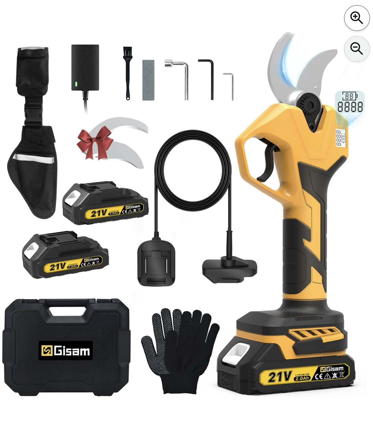 Gisam sécateur électrique sans fil 60mm avec batteries et écran LED