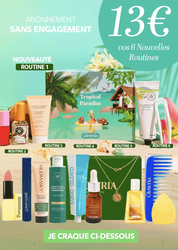 Offre Glowria six routines beauté et quinze produits pour 13 euros