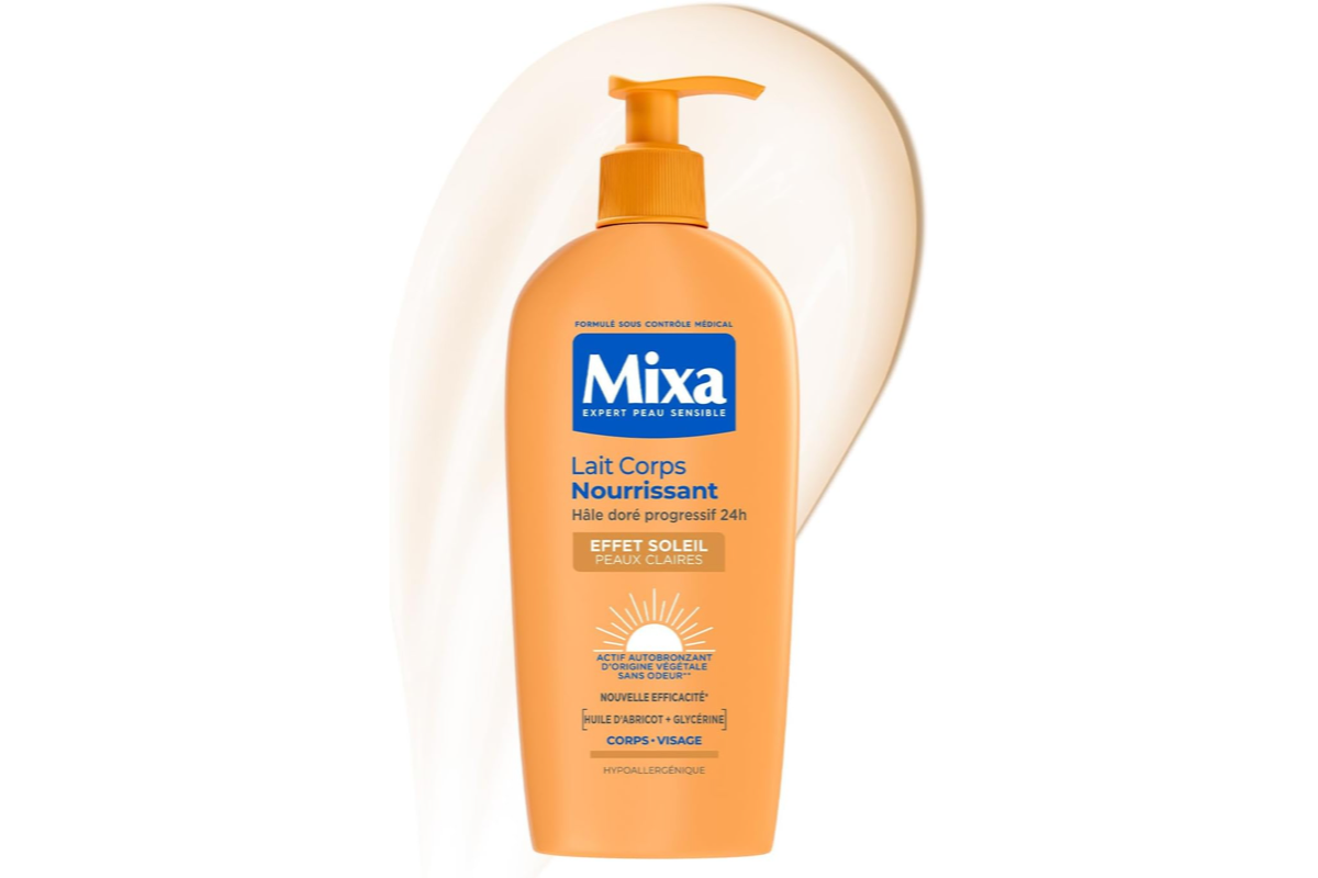 Mixa Autobronzant Lait Corps Peaux Claires 250 ml hâle doré progressif 24h beurre karité huile abricot peaux claires