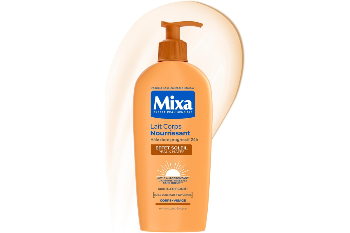 Mixa Autobronzant Lait Corps Peaux Mates 250 ml progressif 24h beurre karité huile abricot nutrition