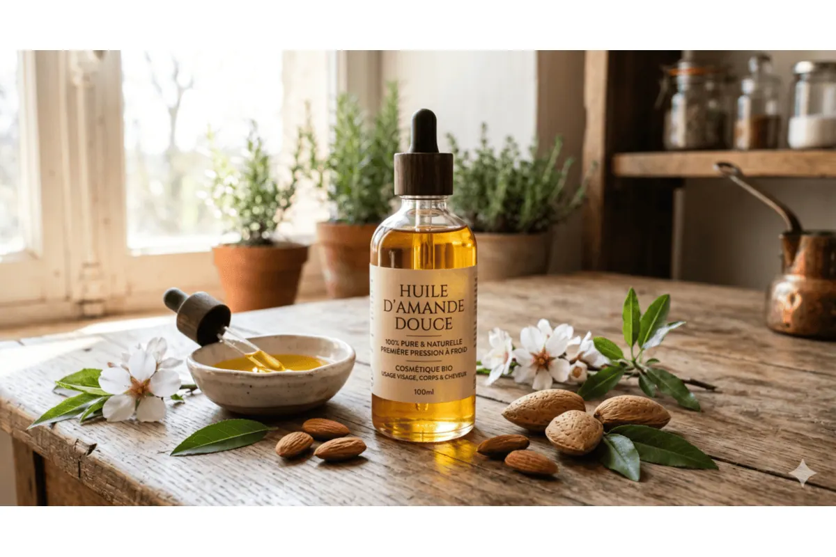 Huile d'amande douce bio Pranarōm flacon verre ambré amandes