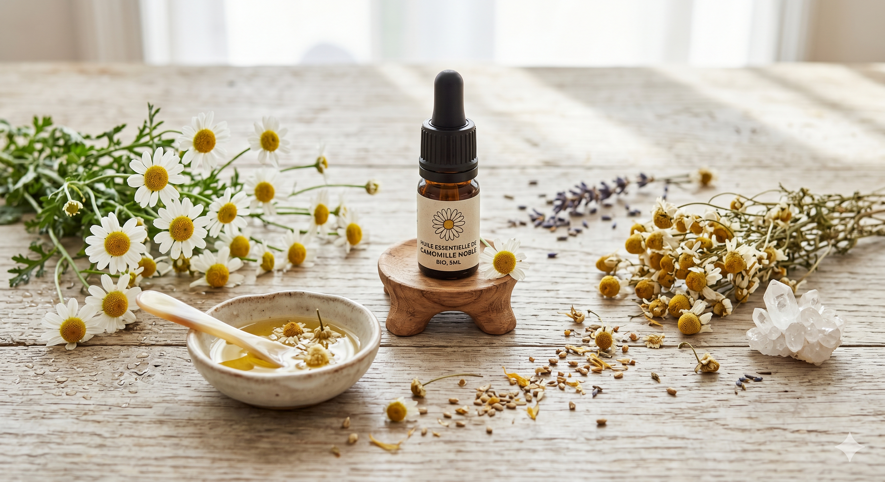 Huile essentielle de Camomille noble Pranarōm fleurs de camomille romaine