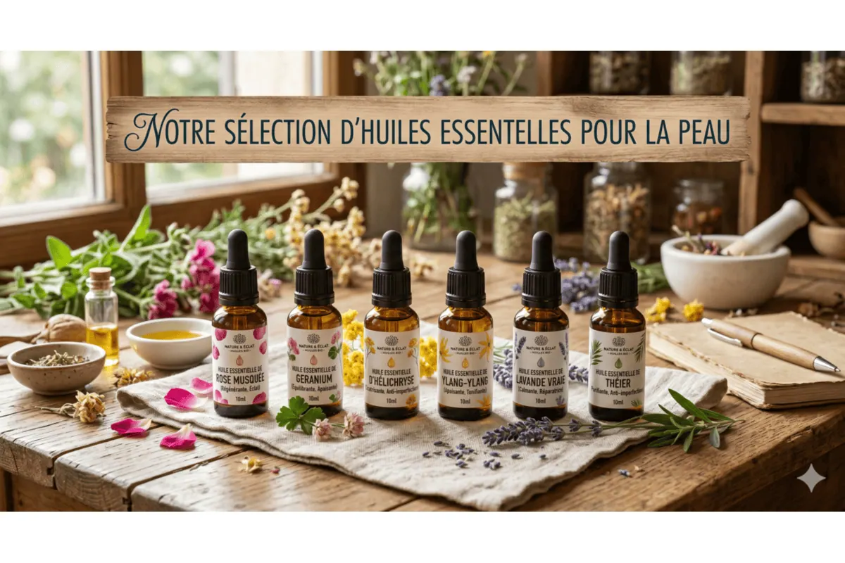 Sélection huiles essentielles Pranarōm peau Palmarosa Tea Tree Romarin Lavande Ciste Géranium Bois de Rose Immortelle top 8 comparatif