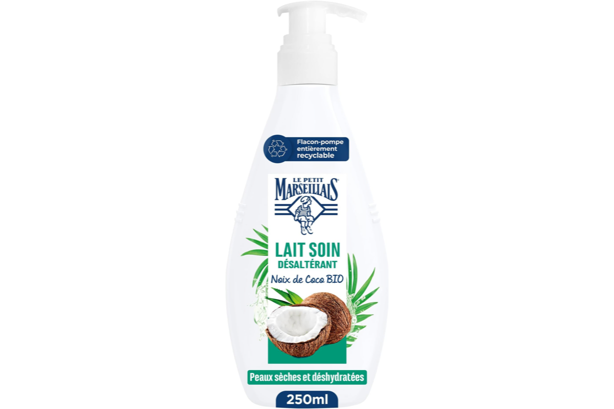 Le Petit Marseillais Lait Soin Hydratant Réparation 250 ml beurre karité aloès cire abeille peaux abîmées desséchées flacon pompe