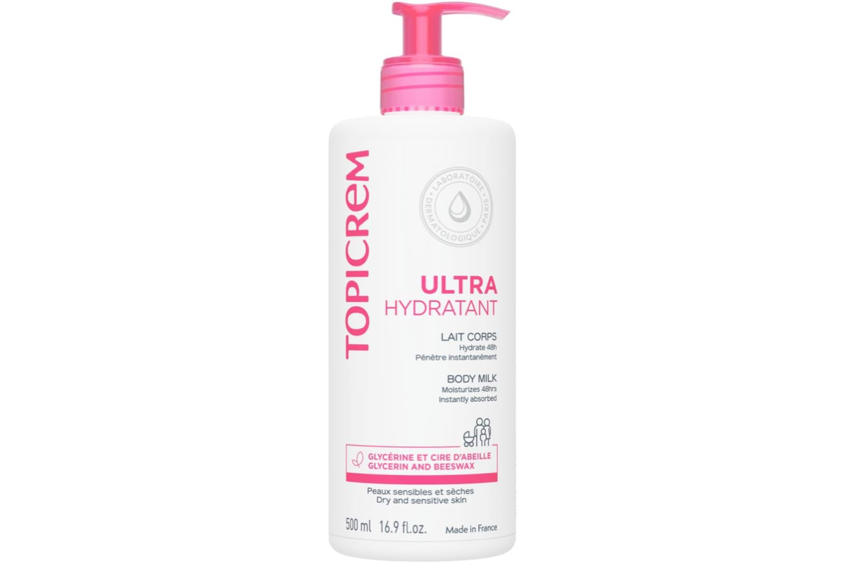Topicrem Ultra Hydratant Lait Corps 500ml 48h relipide fabrication française peaux sensibles texture onctueuse