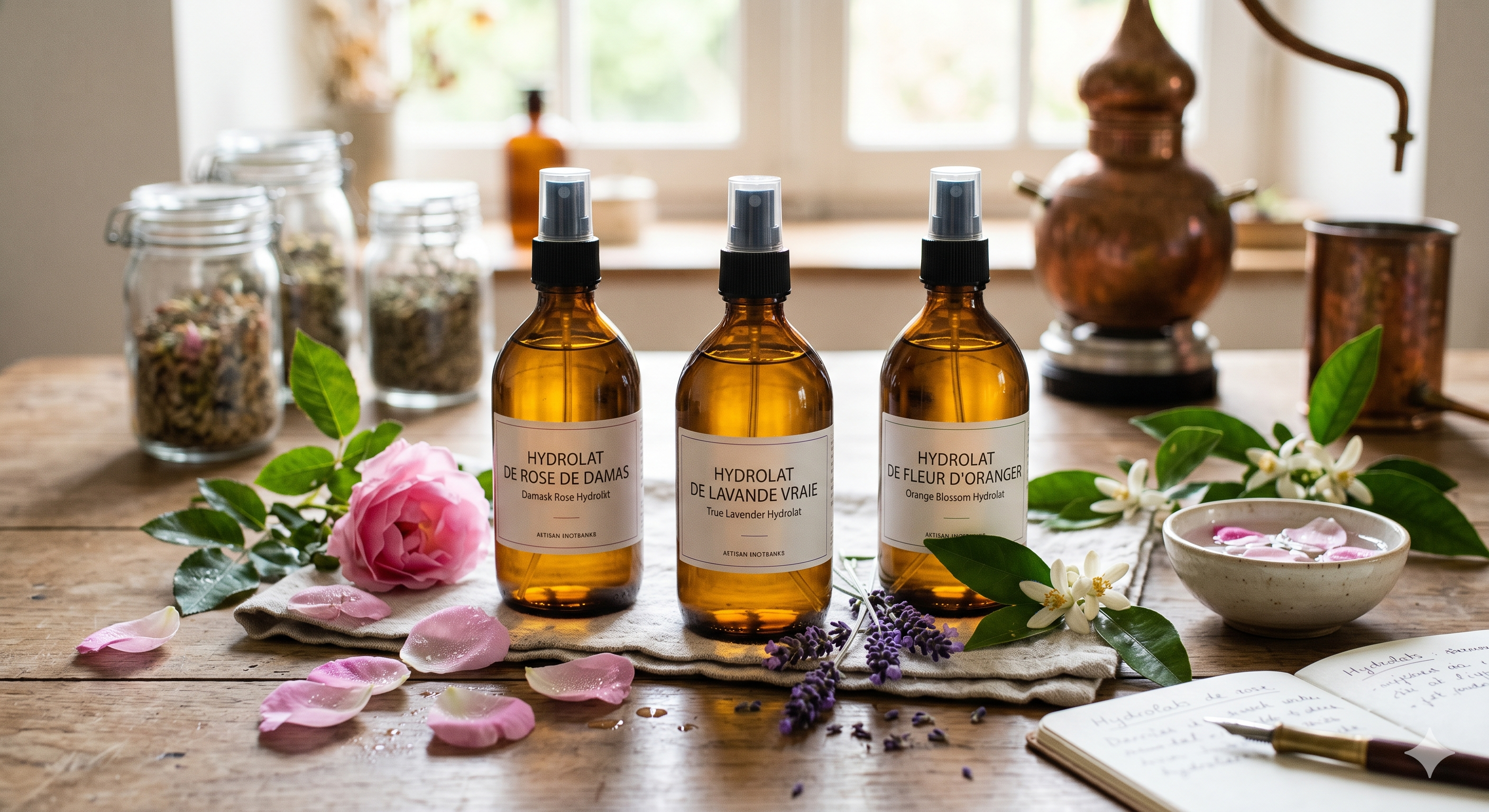 Sélection d'hydrolats bio Pranarōm Rose de Damas Lavande Vraie Fleur d'Oranger