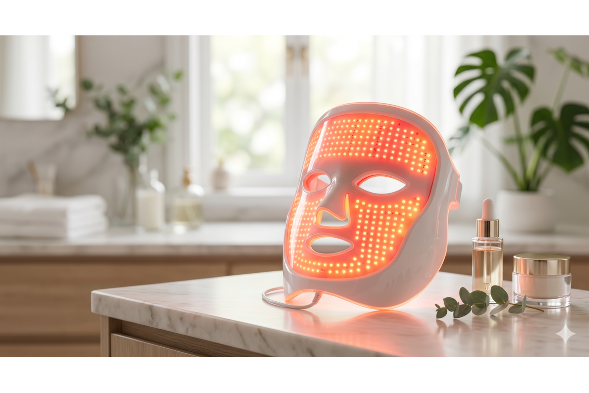 Masque LED visage photobiomodulation lumière rouge bleu infrarouge guide complet 2026 Amazon
