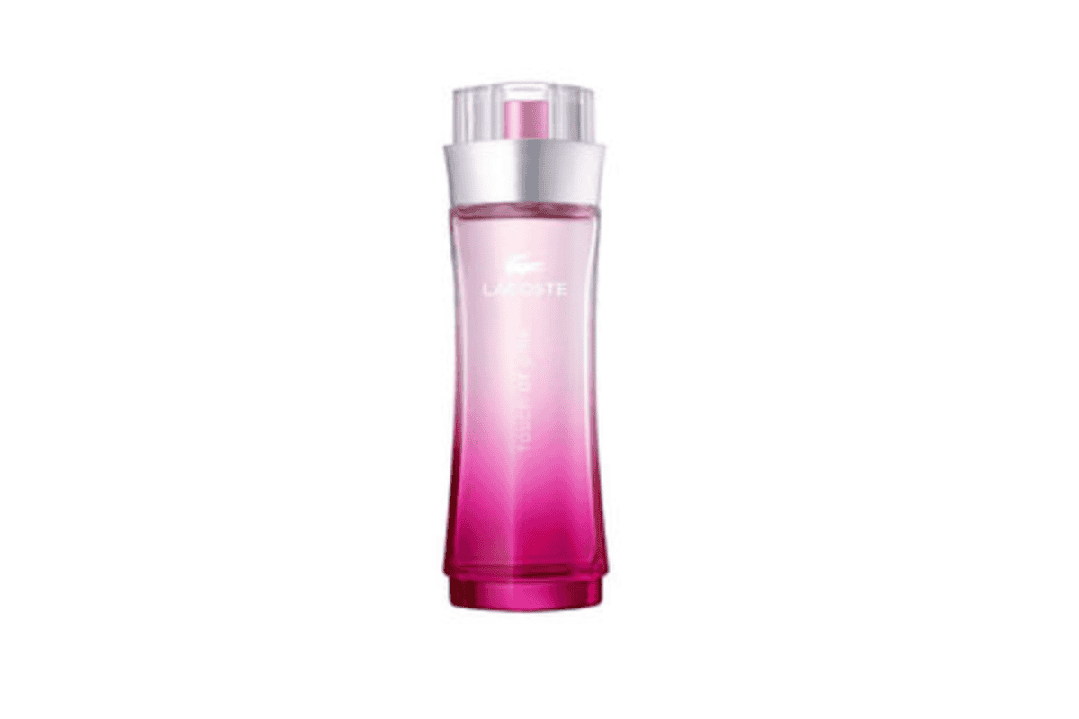 Lacoste Touch of Pink eau de toilette femme fleurie fruitée flacon rose dégradé blanc cristal