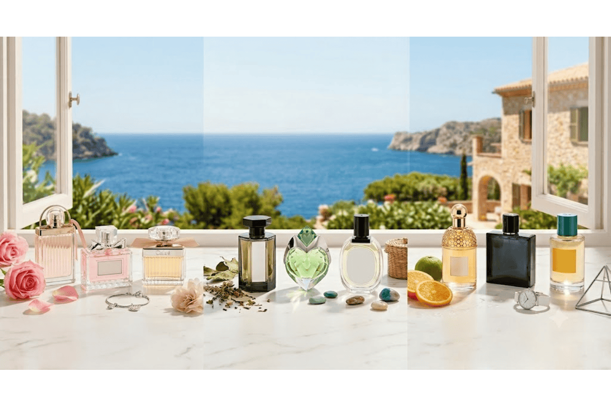 Guide parfums d'été femme 2026 sélection 7 parfums vue mer rose fleur orange Davidoff Moschino Lacoste Escada Acqua di Parma Biotherm