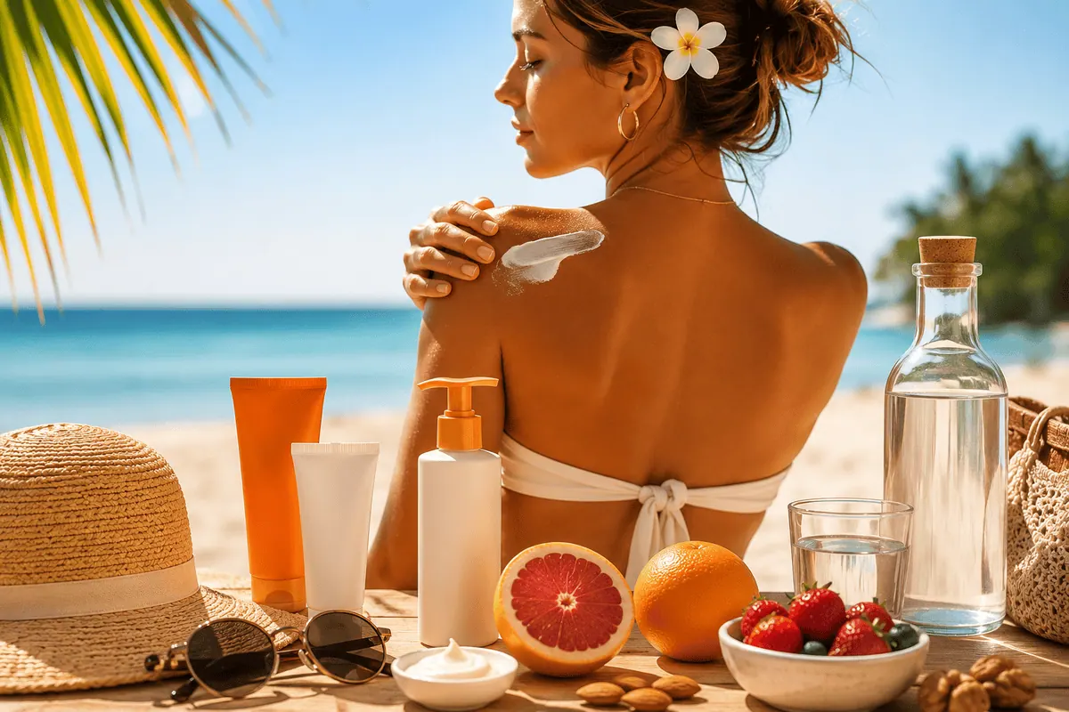 Préparer sa peau au soleil routine bronzage progressif crème solaire SPF50 hydratation fruits beta-carotene été 2026