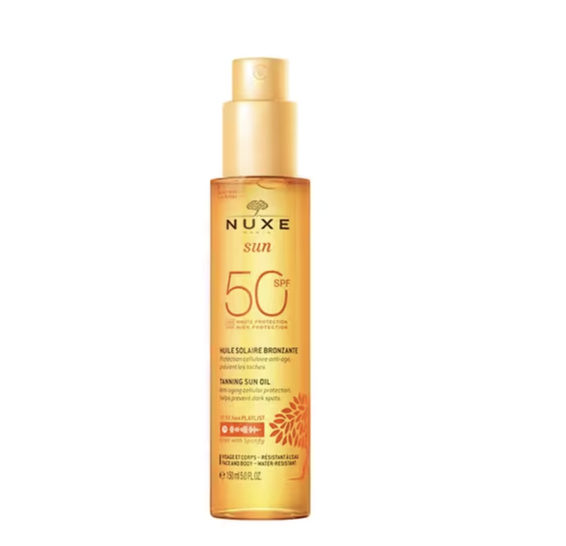 Nuxe Sun Huile Solaire Bronzante Visage et Corps SPF50 150ml