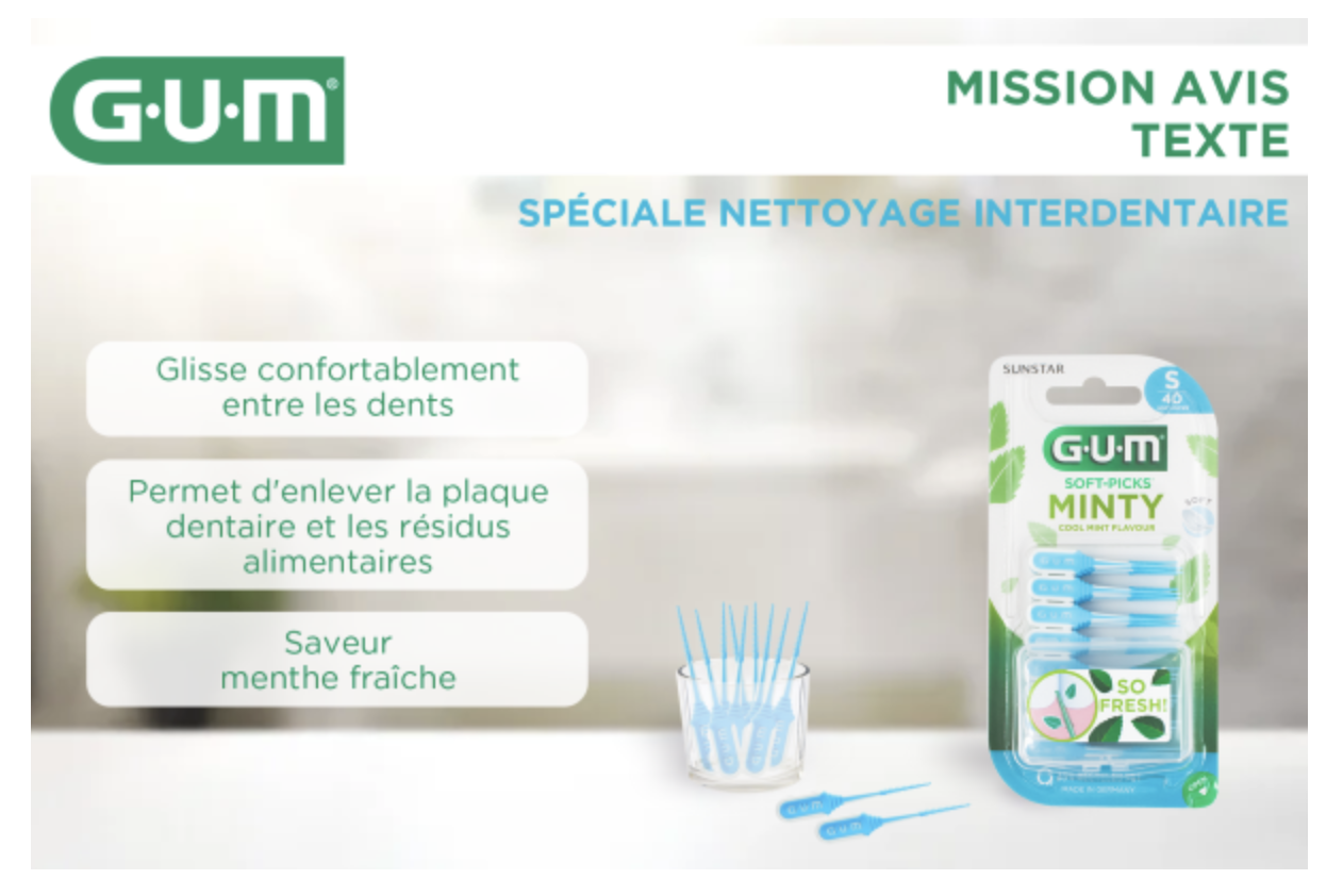 GUM bâtonnets interdentaires Minty saveur menthe fraîche avec étui