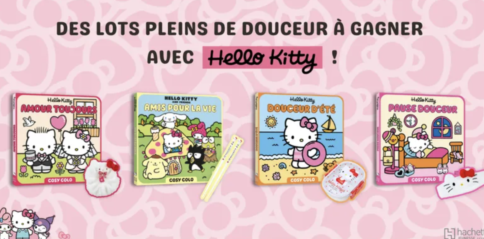 Hachette Hello Kitty Cosy Colo 4 lots livres et accessoires a gagner