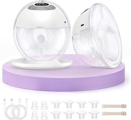 Deux tire-laits Haokoo K9 blancs et transparents avec câbles et accessoires de téterelles