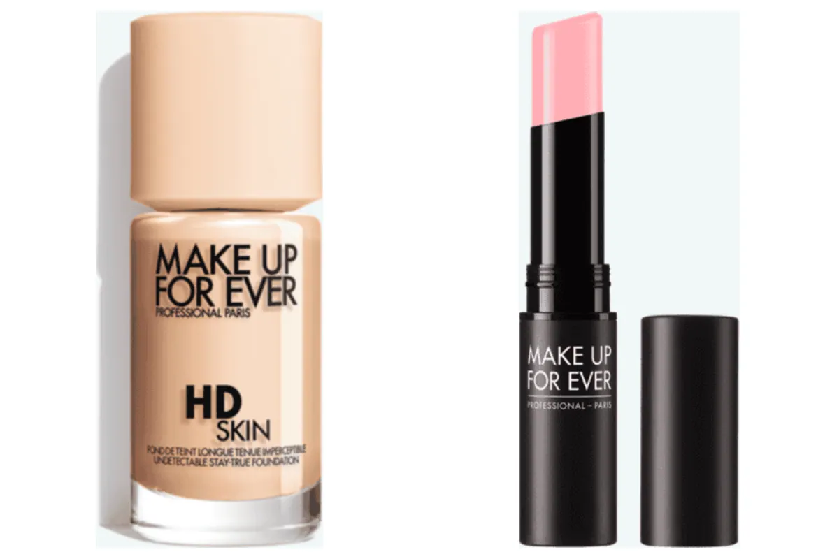 Deux produits Make Up For Ever proposés au Herstory Club : le fond de teint HD Skin et le baume à lèvres Artist Color Glow