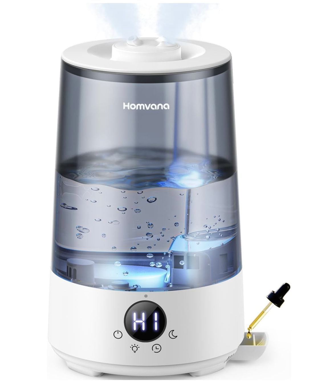 Homvana Humidificateur d'air bébé 3,6L gris ultrasons silencieux 16dB aromathérapie