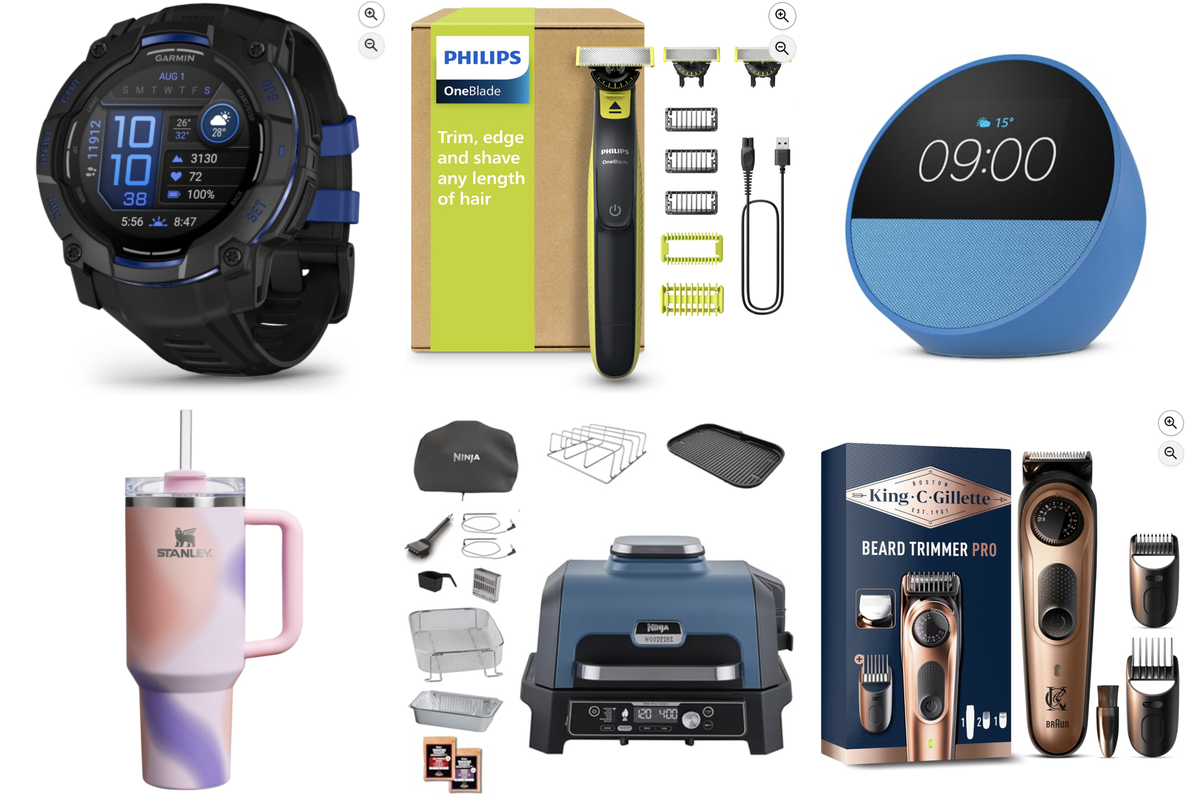 Hub cadeaux Fête des Pères 2026 : 15 cadeaux papa Amazon — montre Garmin, OneBlade, Echo Spot, mug Stanley, BBQ Ninja, tondeuse King C Gillette