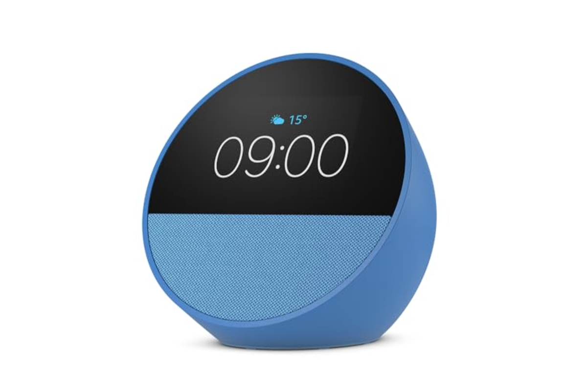 Amazon Echo Spot reveil connecte bleu Alexa ecran rond son qualite cadeau Fete des Peres