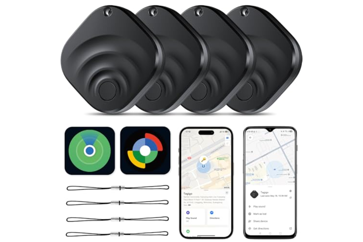 TIMU Lot 4 trackers GPS tags Find My Apple Find Hub Google alternative AirTag noir etanche IP67 100dB